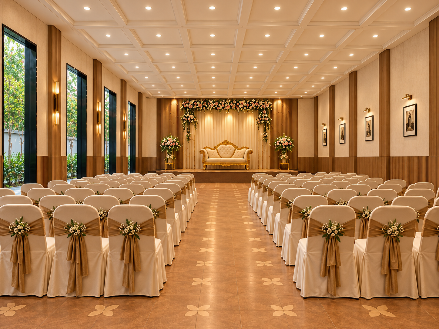 Senflora banquet hall arranged for a celebration